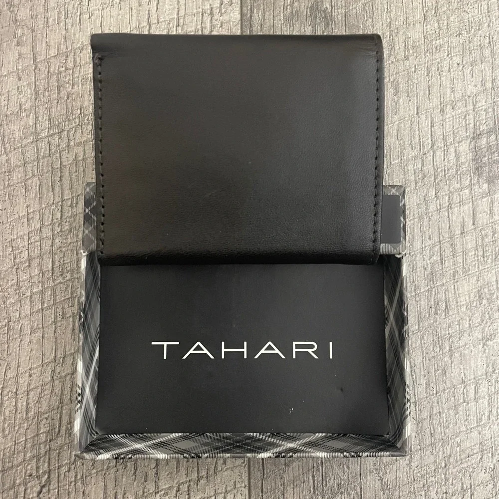 Tahari Mens‎ Black Leather Trifold Wallet S2B114-3FLD New in Box